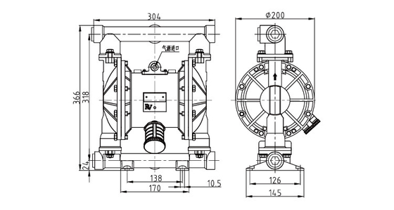 Máy bơm màng Aodd 25mm 1 &quot;cho máy chìm di động xi măng